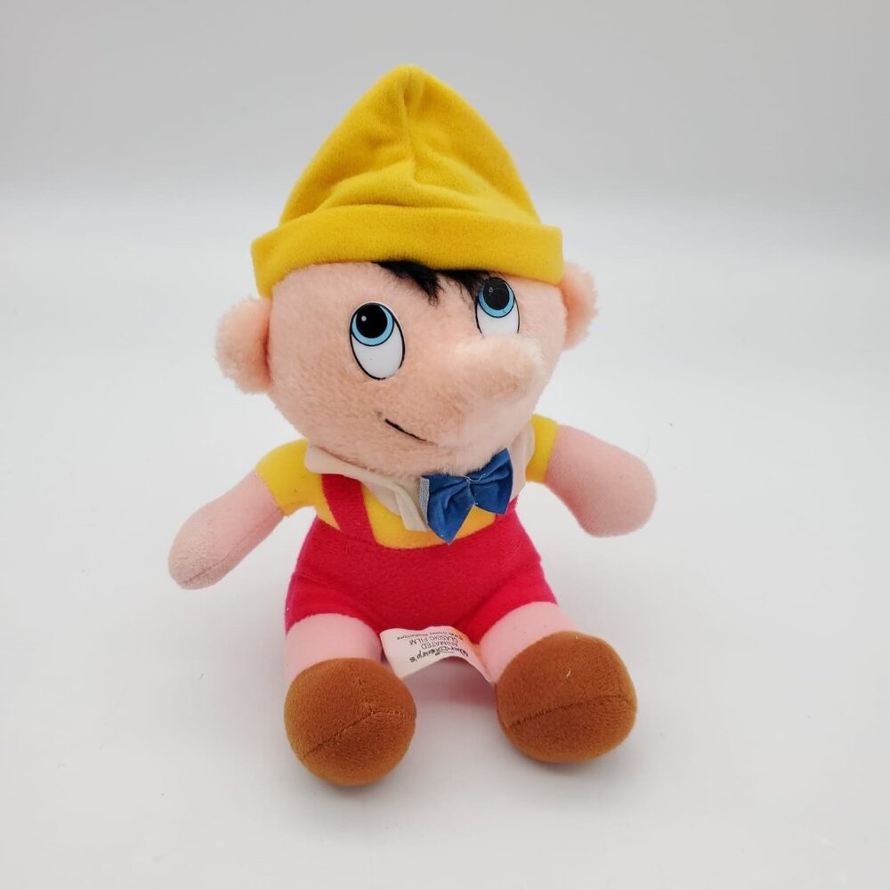 Pinocchio Plush Doll With Yellow Hat &‎ Red Overalls - 8" Tall Disney Stuffed